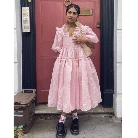 Dream Sister Jane Eva Oversized Midi Dress Pink XS - Picture 2 of 16